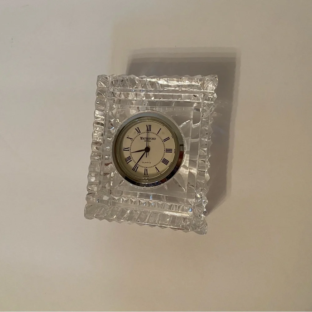 WATERFORD CRYSTAL CLOCK RECTANGLE QUARTZ BATTERY SIGNED IRELAND HOME DECOR